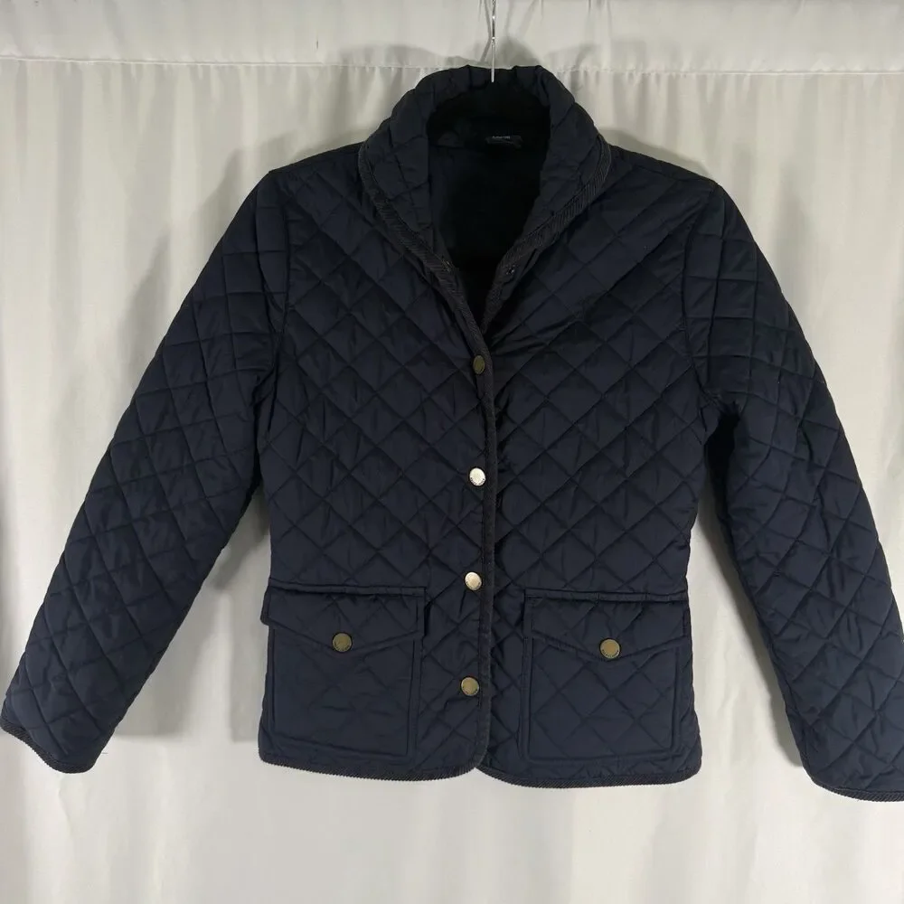 Ralph Lauren Jacket Girls Large 12-14 Black Snap Front Light Puffer Pockets